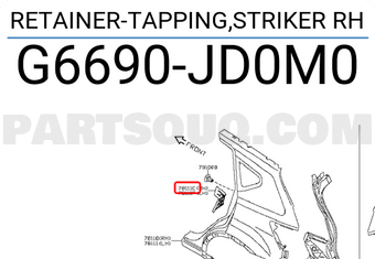 Nissan G6690JD0M0 RETAINER-TAPPING,STRIKER RH