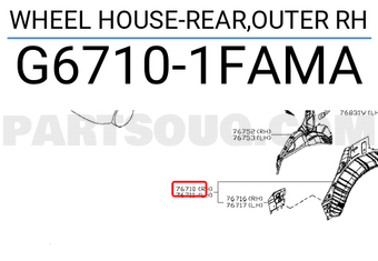Nissan G67101FAMA WHEEL HOUSE-REAR,OUTER RH