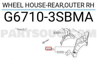 Nissan G67103SBMA WHEEL HOUSE-REAR,OUTER RH