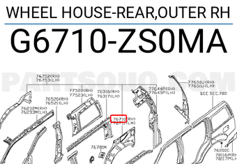 Nissan G6710ZS0MA WHEEL HOUSE-REAR,OUTER RH