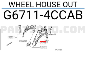 Nissan G67114CCAB WHEEL HOUSE OUT