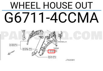 Nissan G67114CCMA WHEEL HOUSE OUT