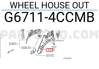 Nissan G67114CCMB WHEEL HOUSE OUT