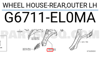 Nissan G6711EL0MA WHEEL HOUSE-REAR,OUTER LH