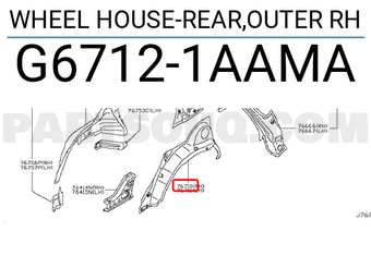 Nissan G67121AAMA WHEEL HOUSE-REAR,OUTER RH
