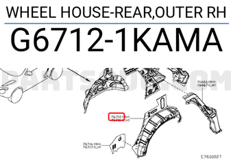 Nissan G67121KAMA WHEEL HOUSE-REAR,OUTER RH