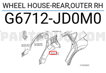 Nissan G6712JD0M0 WHEEL HOUSE-REAR,OUTER RH