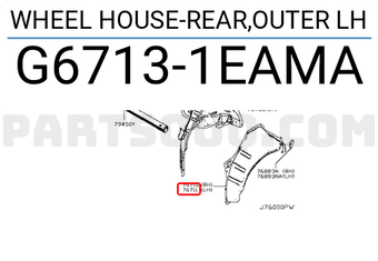 Nissan G67131EAMA WHEEL HOUSE-REAR,OUTER LH