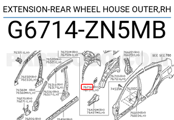 Nissan G6714ZN5MB EXTENSION-REAR WHEEL HOUSE OUTER,RH