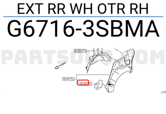 Nissan G67163SBMA EXT RR WH OTR RH