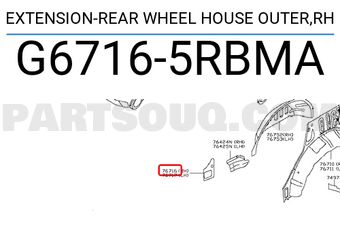 Nissan G67165RBMA EXTENSION-REAR WHEEL HOUSE OUTER,RH
