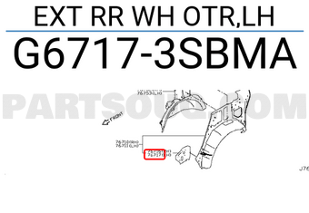 Nissan G67173SBMA EXT RR WH OTR,LH