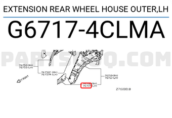 Nissan G67174CLMA EXTENSION REAR WHEEL HOUSE OUTER,LH