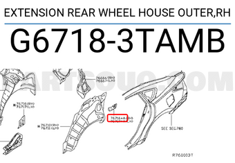 Nissan G67183TAMB EXTENSION REAR WHEEL HOUSE OUTER,RH
