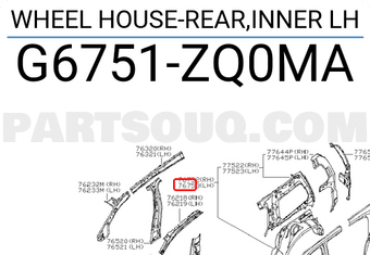 Nissan G6751ZQ0MA WHEEL HOUSE-REAR,INNER LH