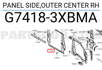 Nissan G74183XBMA PANEL SIDE,OUTER CENTER RH