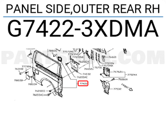 Nissan G74223XDMA PANEL SIDE,OUTER REAR RH