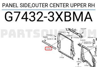 Nissan G74323XBMA PANEL SIDE,OUTER CENTER UPPER RH