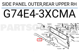 Nissan G74E43XCMA SIDE PANEL OUTER,REAR UPPER RH