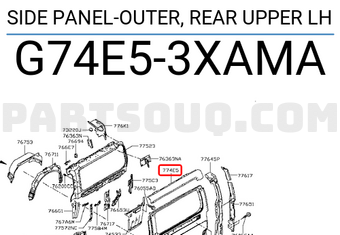 Nissan G74E53XAMA SIDE PANEL-OUTER, REAR UPPER LH