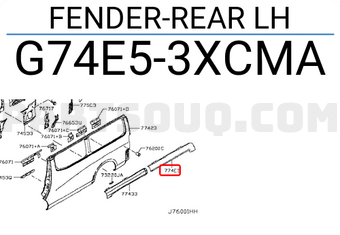 Nissan G74E53XCMA FENDER-REAR LH