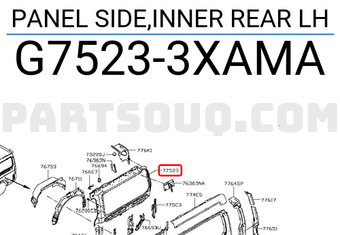 Nissan G75233XAMA PANEL SIDE,INNER REAR LH