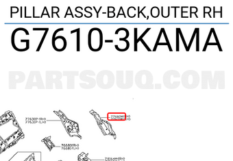 Nissan G76103KAMA PILLAR ASSY-BACK,OUTER RH