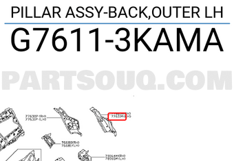 Nissan G76113KAMA PILLAR ASSY-BACK,OUTER LH