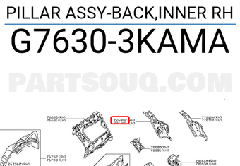 Nissan G76303KAMA PILLAR ASSY-BACK,INNER RH