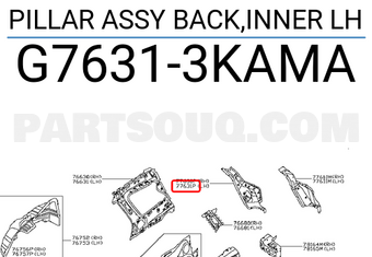 Nissan G76313KAMA PILLAR ASSY BACK,INNER LH
