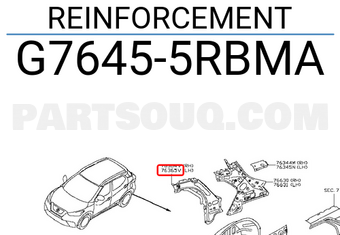 Nissan G76455RBMA REINFORCEMENT