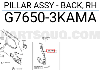Nissan G76503KAMA PILLAR ASSY - BACK, RH