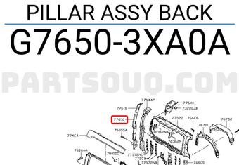 Nissan G76503XA0A PILLAR ASSY BACK