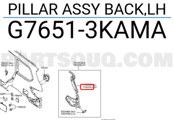Nissan G76513KAMA PILLAR ASSY BACK,LH