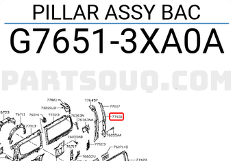 Nissan G76513XA0A PILLAR ASSY BAC