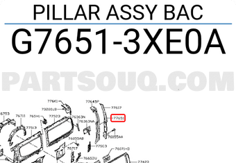Nissan G76513XE0A PILLAR ASSY BAC