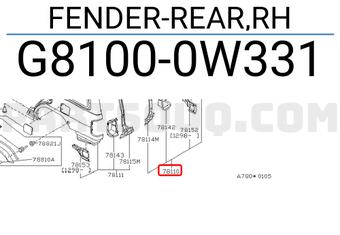 Nissan G81000W331 FENDER-REAR,RH