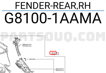 Nissan G81001AAMA FENDER-REAR,RH