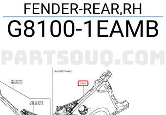 Nissan G81001EAMB FENDER-REAR,RH