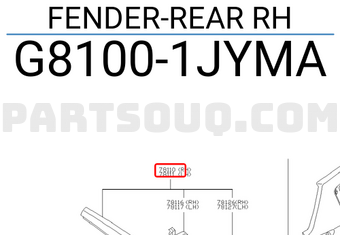 Nissan G81001JYMA FENDER-REAR RH