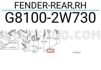 Nissan G81002W730 FENDER-REAR,RH