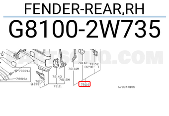 Nissan G81002W735 FENDER-REAR,RH