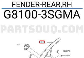 Nissan G81003SGMA FENDER-REAR,RH
