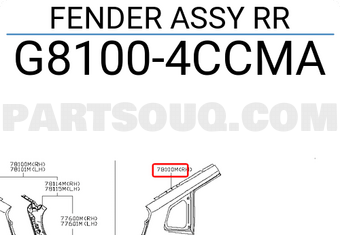 Nissan G81004CCMA FENDER ASSY RR