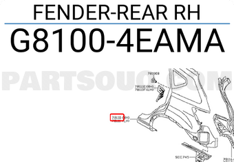 Nissan G81004EAMA FENDER-REAR RH