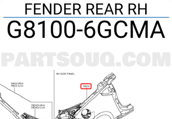 Nissan G81006GCMA FENDER REAR RH