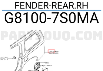 Nissan G81007S0MA FENDER-REAR,RH