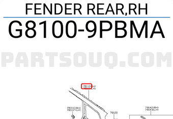 Nissan G81009PBMA FENDER REAR,RH