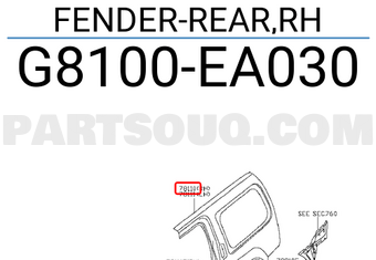 Nissan G8100EA030 FENDER-REAR,RH