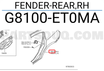 Nissan G8100ET0MA FENDER-REAR,RH